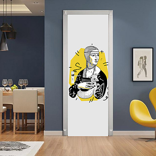 

2pcs Self-adhesive Creative Character Portrait Door Stickers For Living Room Diy Decorative Home Waterproof Wall Stickers