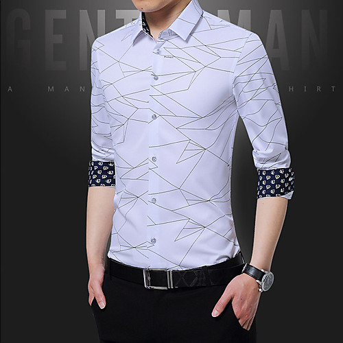 

Men's Shirt Other Prints Solid Colored Solid Color Long Sleeve Casual Tops Formal Casual Purple Wine White / Work