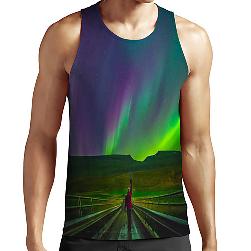 

Men's Unisex Tank Top Undershirt 3D Print Scenery Graphic Prints Plus Size Print Sleeveless Casual Tops Basic Fashion Designer Breathable Purple