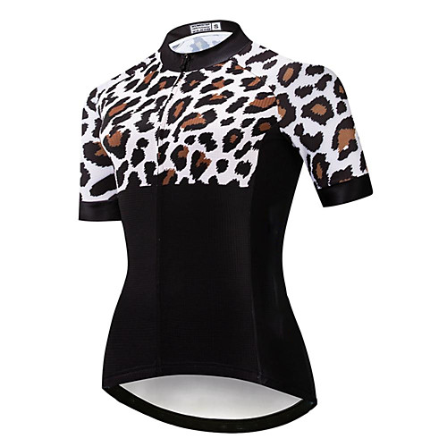 

21Grams Women's Short Sleeve Cycling Jersey Summer Spandex Polyester Black Leopard Bike Jersey Top Mountain Bike MTB Road Bike Cycling Quick Dry Moisture Wicking Breathable Sports Clothing Apparel