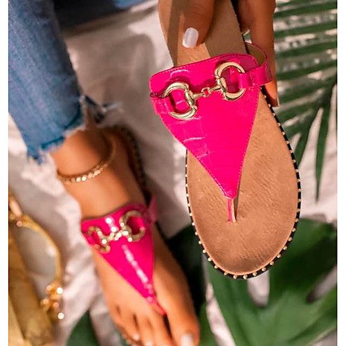 

Women's Slippers & Flip-Flops Flat Heel Round Toe PU Crocodile Solid Colored Black Light Red Coffee