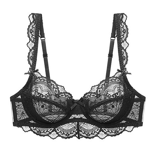 

Women's Bra & Panty Set Underwire Bra 3/4 Cup Solid Color Sexy Wine