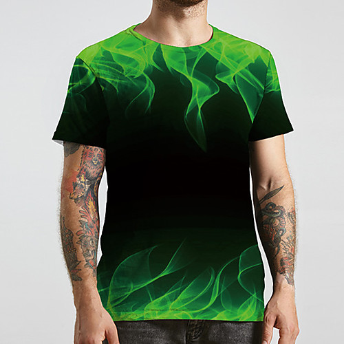 

Men's Unisex Tee T shirt 3D Print Graphic Prints Fluorescent Plus Size Print Short Sleeve Casual Tops Basic Designer Big and Tall Green