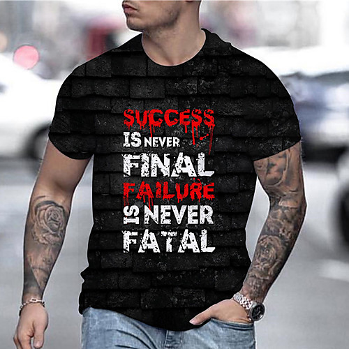 

Men's Tee T shirt Hot Stamping Graphic Prints Letter Print Short Sleeve Daily Tops Casual Designer Big and Tall Black