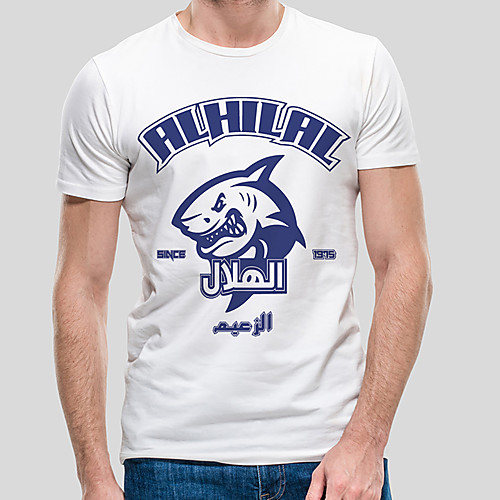 

Men's Unisex Tee T shirt Hot Stamping Graphic Prints Shark Letter Plus Size Print Short Sleeve Casual Tops Cotton Basic Fashion Designer Big and Tall White