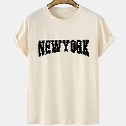 

Men's Unisex Tee T shirt Hot Stamping Graphic Prints Letter Plus Size Short Sleeve Casual Tops Cotton Basic Designer Big and Tall White Khaki Green