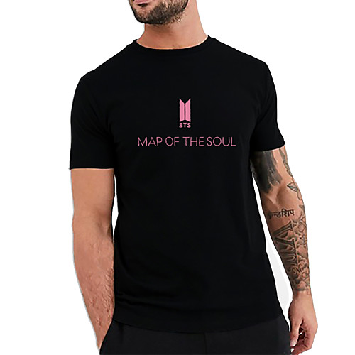 

Men's Unisex Tee T shirt Hot Stamping Graphic Prints Letter Plus Size Print Short Sleeve Casual Tops Cotton Basic Fashion Designer Big and Tall Black
