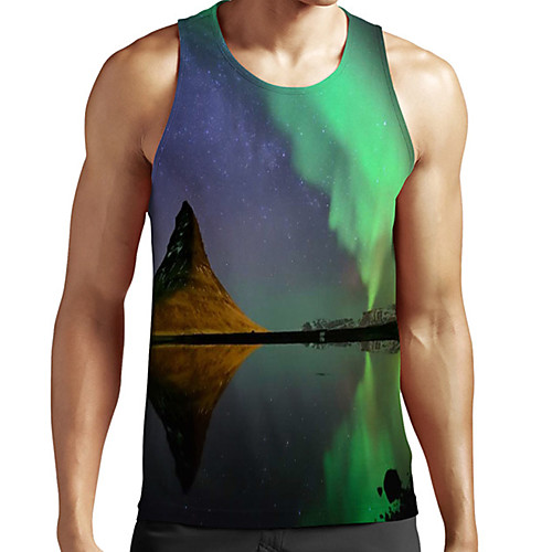 

Men's Unisex Tank Top Undershirt 3D Print Scenery Graphic Prints Plus Size Print Sleeveless Casual Tops Basic Fashion Designer Breathable Green