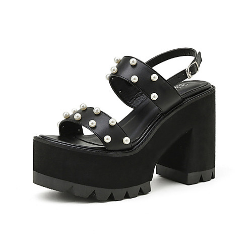 

Women's Heels High Heel Round Toe Microfiber Solid Colored Black