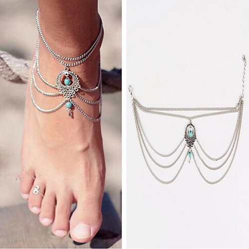 

Anklet Women's Body Jewelry For Holiday Festival Alloy Blue Black Red 1pc