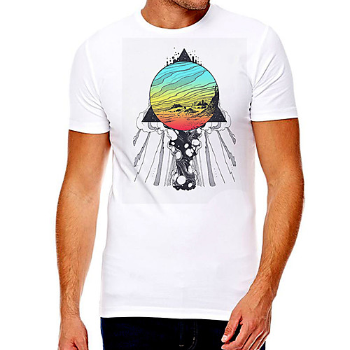 

Men's Unisex Tee T shirt Hot Stamping Abstract Graphic Prints Plus Size Print Short Sleeve Casual Tops Cotton Basic Fashion Designer Big and Tall White