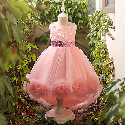 

Princess Flapper Dress Dress Party Costume Girls' Movie Cosplay Cosplay Costume Party Red Pink Dress Children's Day Masquerade Polyester Organza