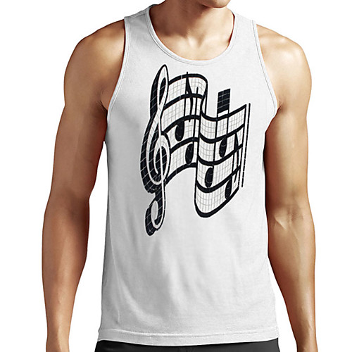 

Men's Unisex Tank Top Undershirt 3D Print Graphic Prints Notes Plus Size Print Sleeveless Casual Tops Basic Designer Big and Tall White