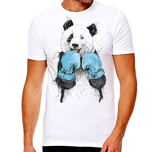 

Men's Unisex Tee T shirt Hot Stamping Graphic Prints Panda Plus Size Print Short Sleeve Casual Tops Cotton Basic Designer Big and Tall White