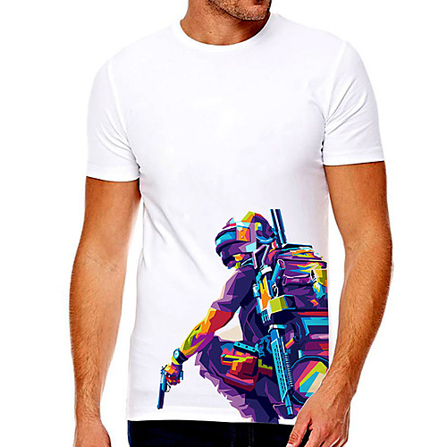 

Men's Unisex Tee T shirt Hot Stamping Graphic Prints Human Plus Size Print Short Sleeve Casual Tops Cotton Basic Fashion Designer Big and Tall White