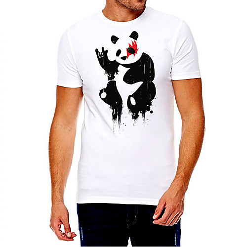 

Men's Unisex Tee T shirt Hot Stamping Graphic Prints Panda Animal Plus Size Print Short Sleeve Casual Tops Cotton Basic Fashion Designer Big and Tall White