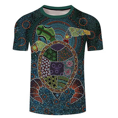 

Men's Unisex Tee T shirt 3D Print Graphic Prints Tortoise Plus Size 3D Print Short Sleeve Casual Tops Basic Designer Big and Tall Blue Purple Orange