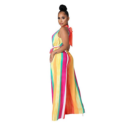 

9456 european and american cross-border new style contrasting casual wide-leg women's jumpsuit