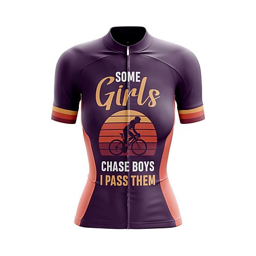 

21Grams Women's Short Sleeve Cycling Jersey Summer Spandex Polyester Purple Stripes Bike Jersey Top Mountain Bike MTB Road Bike Cycling Quick Dry Moisture Wicking Breathable Sports Clothing Apparel