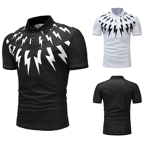 

Men's Golf Shirt Other Prints Graphic Short Sleeve Casual Tops Cotton Casual White Black / Summer