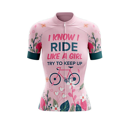 

21Grams Women's Short Sleeve Cycling Jersey Summer Spandex Polyester Pink Floral Botanical Bike Jersey Top Mountain Bike MTB Road Bike Cycling Quick Dry Moisture Wicking Breathable Sports Clothing
