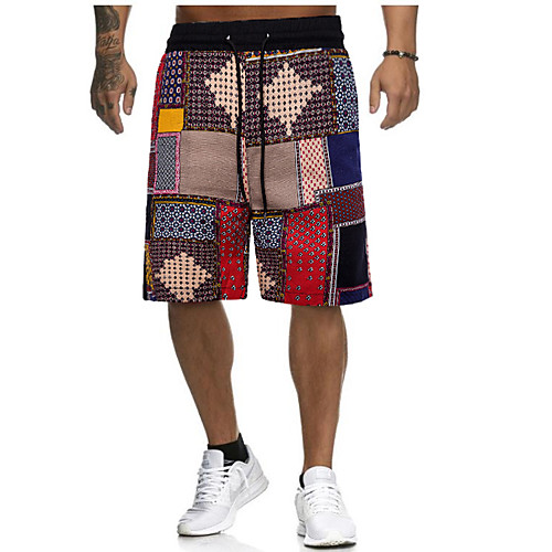 

Men's Casual Cotton Loose Casual Daily Shorts Bermuda shorts Pants Color Block Knee Length Brown / Summer / Drawstring