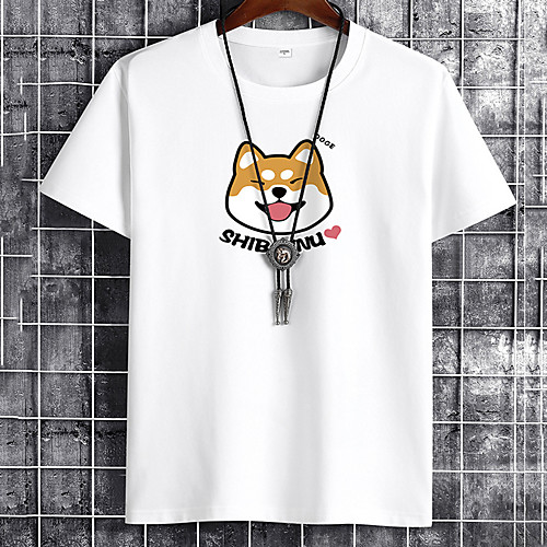 

Men's Unisex Tee T shirt Hot Stamping Dog Graphic Prints Letter Plus Size Print Short Sleeve Casual Tops Cotton Basic Fashion Designer Big and Tall White Black Khaki