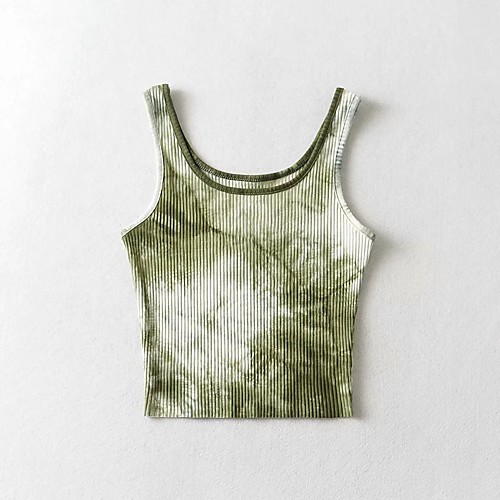 

Women's Casual / Daily Tie Dye Vest Sleeveless Sweater Cardigans U Neck Spring Summer White Black Green