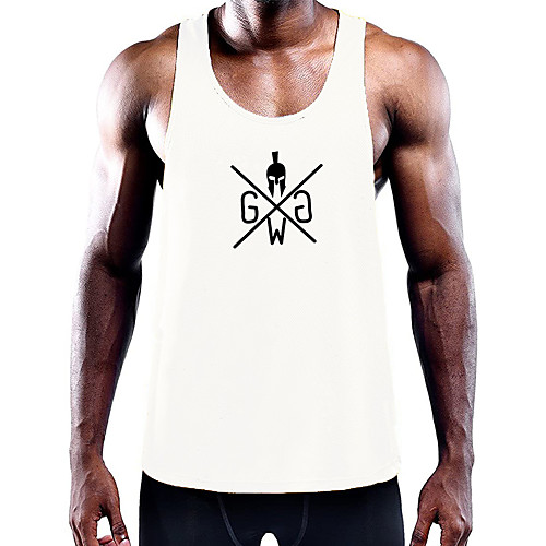 

Men's Unisex Tank Top Vest Undershirt Letter Plus Size Sleeveless Casual Tops Cotton Basic Fashion Designer Big and Tall White Black Wine