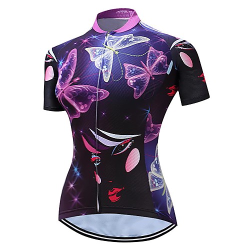 

21Grams Women's Short Sleeve Cycling Jersey Summer Spandex Polyester Black / Red Butterfly Bike Jersey Top Mountain Bike MTB Road Bike Cycling Quick Dry Moisture Wicking Breathable Sports Clothing