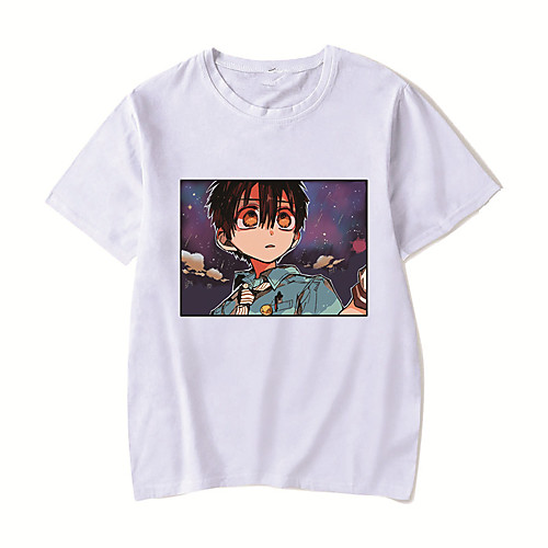 

Men's Unisex Tee T shirt Hot Stamping Anime Graphic Prints Plus Size Toilet-Bound Hanako kun Print Short Sleeve Casual Tops Cotton Basic Designer Big and Tall White Black Red
