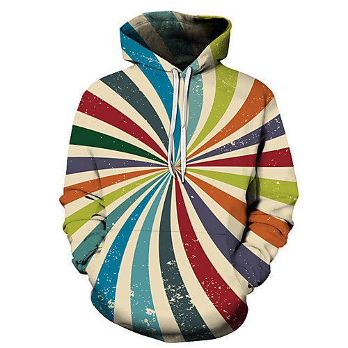 

Men's Unisex Plus Size Pullover Hoodie Sweatshirt Optical Illusion Graphic Prints Print Hooded Casual Daily Holiday 3D Print Basic Designer Hoodies Sweatshirts Long Sleeve Rainbow