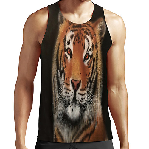 

Men's Unisex Tank Top Undershirt Shirt 3D Print Graphic Prints Tiger Animal Plus Size Print Sleeveless Casual Tops Basic Fashion Designer Breathable Round Neck Black / Sports / Summer