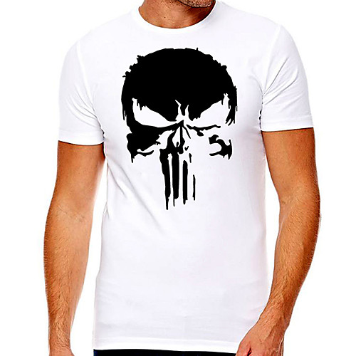 

Men's Unisex Tee T shirt Hot Stamping Graphic Prints Skull Plus Size Print Short Sleeve Casual Tops Cotton Basic Designer Big and Tall White