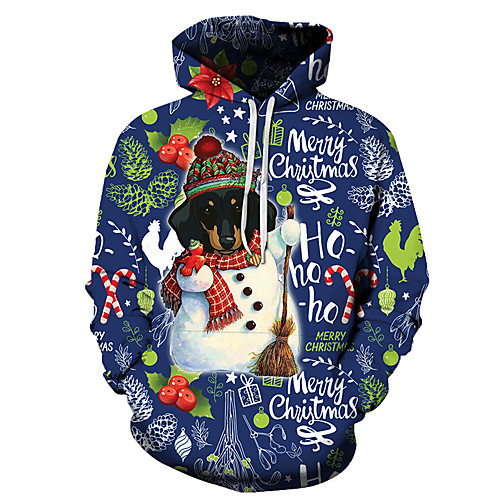 

Men's Unisex Plus Size Pullover Hoodie Sweatshirt Graphic Prints Ugly Christmas Print Hooded Casual Daily Holiday 3D Print Basic Designer Hoodies Sweatshirts Long Sleeve Blue