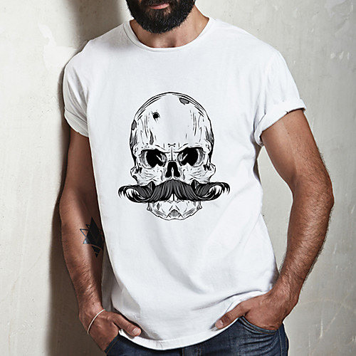 

Men's Unisex Tee T shirt Hot Stamping Graphic Prints Skull Plus Size Print Short Sleeve Casual Tops Cotton Basic Fashion Designer Big and Tall White