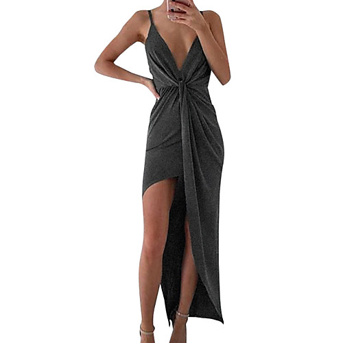 

Women's Strap Dress Maxi long Dress Wine Gray Black Sleeveless Solid Color Patchwork Fall Summer cold shoulder Casual Sexy Party 2021 S M L XL