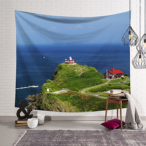 

Landscape Island Houses Wall Tapestry Art Decor Blanket Curtain Hanging Home Bedroom Living Room Decoration Polyester