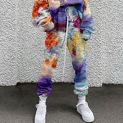 

Women's Fashion Casual / Sporty Comfort Daily Weekend Sweatpants Pants Graphic Tie Dye Full Length Pocket Elastic Drawstring Design Print Blue Red
