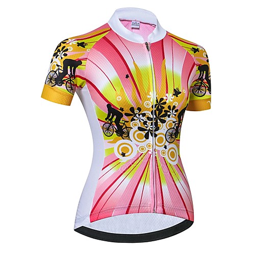 

21Grams Women's Short Sleeve Cycling Jersey Summer Spandex Polyester Pink Bike Jersey Top Mountain Bike MTB Road Bike Cycling Quick Dry Moisture Wicking Breathable Sports Clothing Apparel / Stretchy