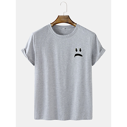 

Men's Unisex Tee T shirt Hot Stamping Graphic Prints Emoji Face Plus Size Short Sleeve Casual Tops Cotton Basic Fashion Designer Comfortable White Green Beige