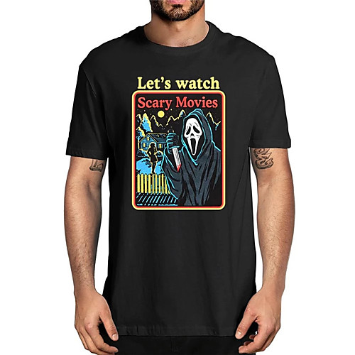 

Men's Unisex Tee T shirt Hot Stamping Graphic Prints Ghost Letter Plus Size Print Short Sleeve Casual Tops Cotton Basic Fashion Designer Big and Tall White Black Wine