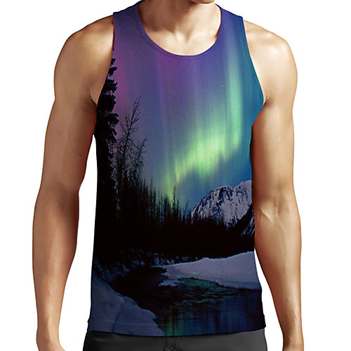 

Men's Unisex Tank Top Undershirt 3D Print Scenery Graphic Prints Plus Size Print Sleeveless Casual Tops Basic Fashion Designer Breathable Purple