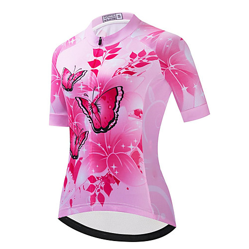 

21Grams Women's Short Sleeve Cycling Jersey Summer Spandex Polyester Pink Butterfly Floral Botanical Bike Jersey Top Mountain Bike MTB Road Bike Cycling Quick Dry Moisture Wicking Breathable Sports