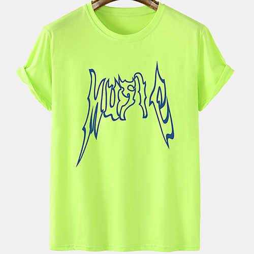 

Men's Unisex Tee T shirt Hot Stamping Graphic Prints Letter Plus Size Short Sleeve Casual Tops Cotton Basic Designer Big and Tall Round Neck Black Khaki Green / Summer