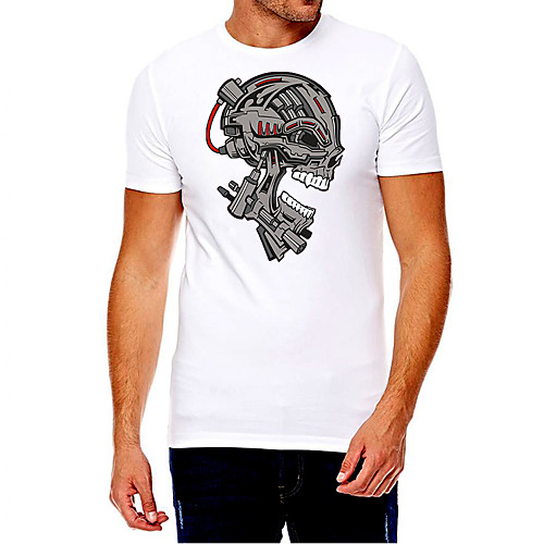 

Men's Unisex Tee T shirt Hot Stamping Graphic Prints Skull Plus Size Print Short Sleeve Casual Tops Cotton Basic Fashion Designer Big and Tall White