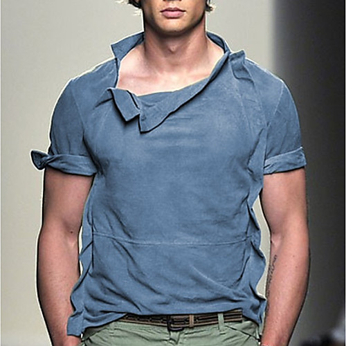 

Men's Shirt Solid Color Short Sleeve Casual Tops Casual Fashion Breathable Comfortable Blue Green