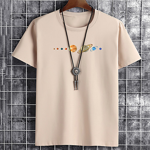 

Men's Unisex Tee T shirt Hot Stamping Graphic Prints Interstellar Plus Size Print Short Sleeve Casual Tops Cotton Basic Fashion Designer Big and Tall White Black Khaki