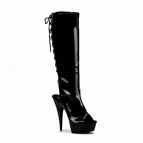 

Women's Boots Summer Boots High Heel Round Toe Knee High Boots PU Buckle Solid Colored Fuchsia Silver White