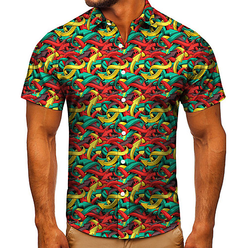 

Men's Shirt 3D Print Cartoon Graphic Prints Button-Down Short Sleeve Street Tops Casual Fashion Classic Breathable Rainbow